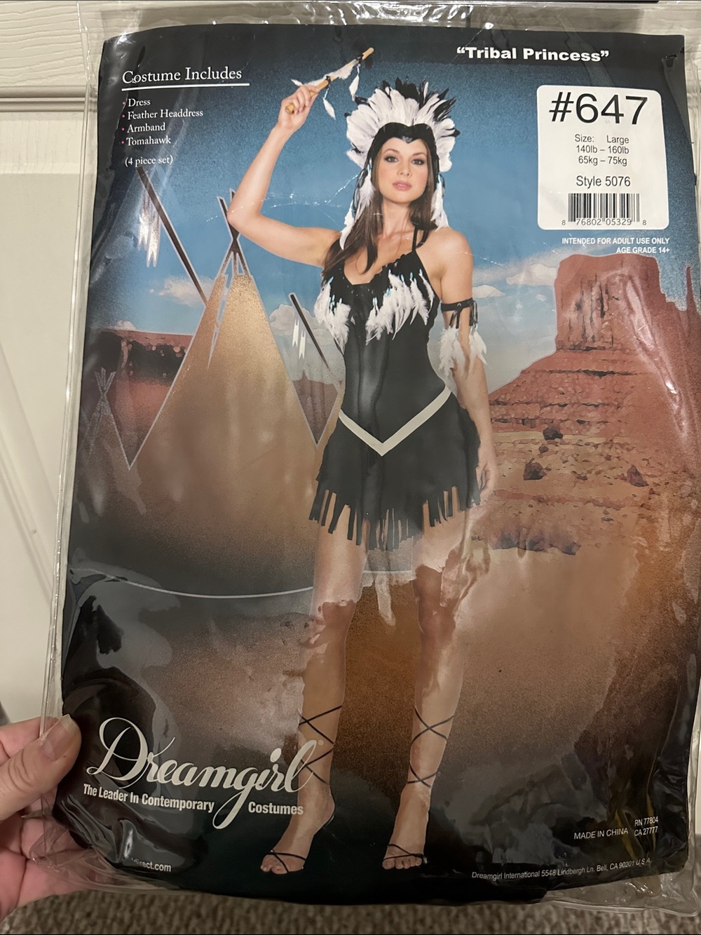 Dreamgirl Black & White Tribal Princess Kids Costume